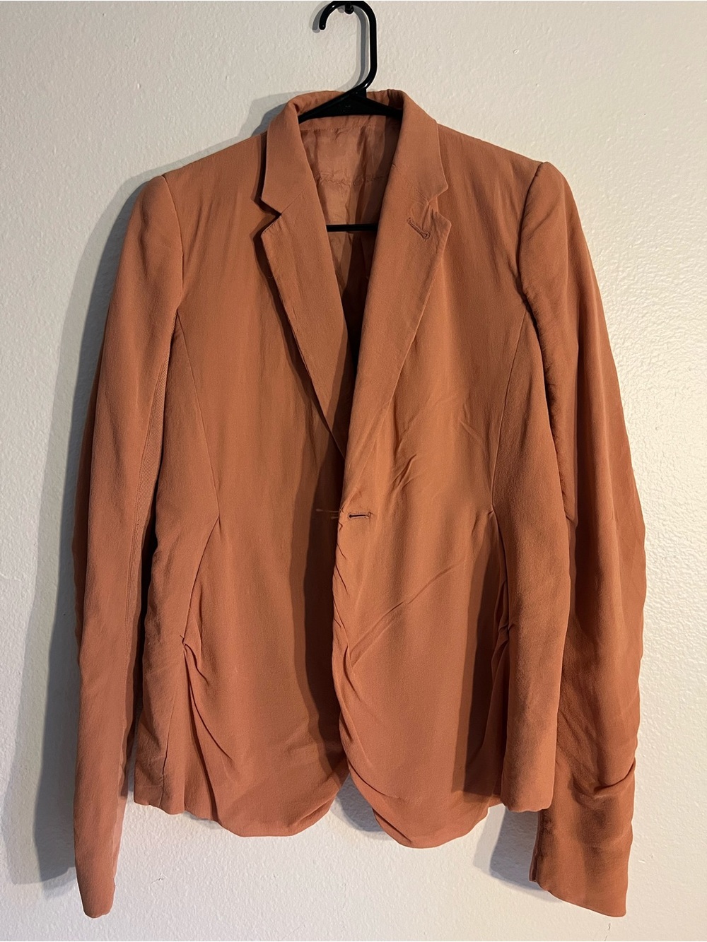 Rick Owens SS16 "Cyclops" Tailored Single-Button Silk/Wool Blazer US Size 12